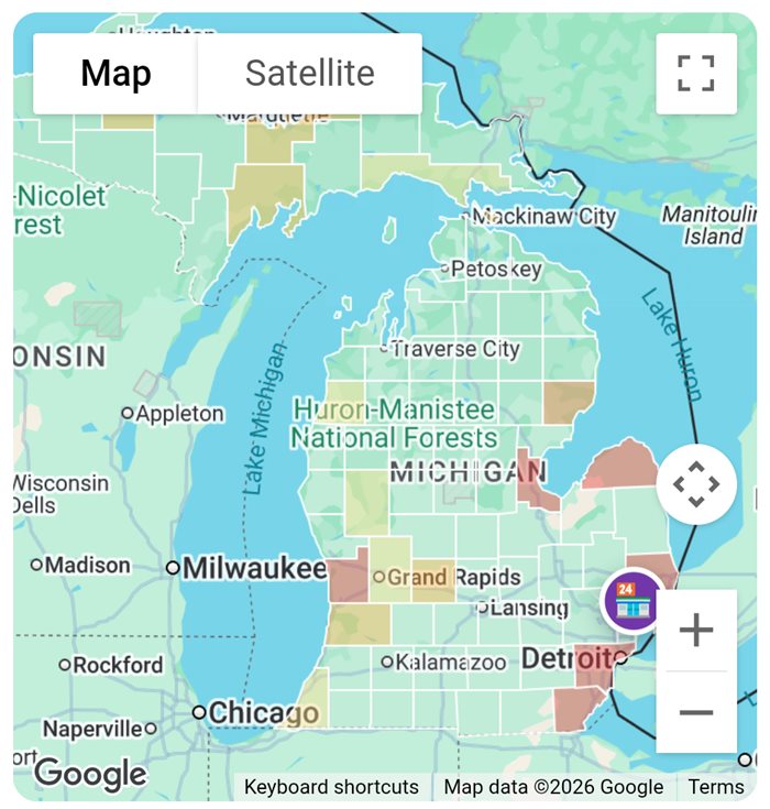 Michigan County Hot Bite map